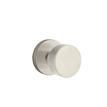 Emtek Round Knob 2-3/8in Backset Privacy with Disk Rose for 1-1/4in to 2in Door Satin Nickel Finish 5209ROUUS15